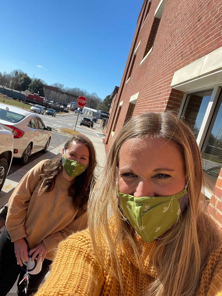 Dallas Sage and Whitley Miller wearing mask
