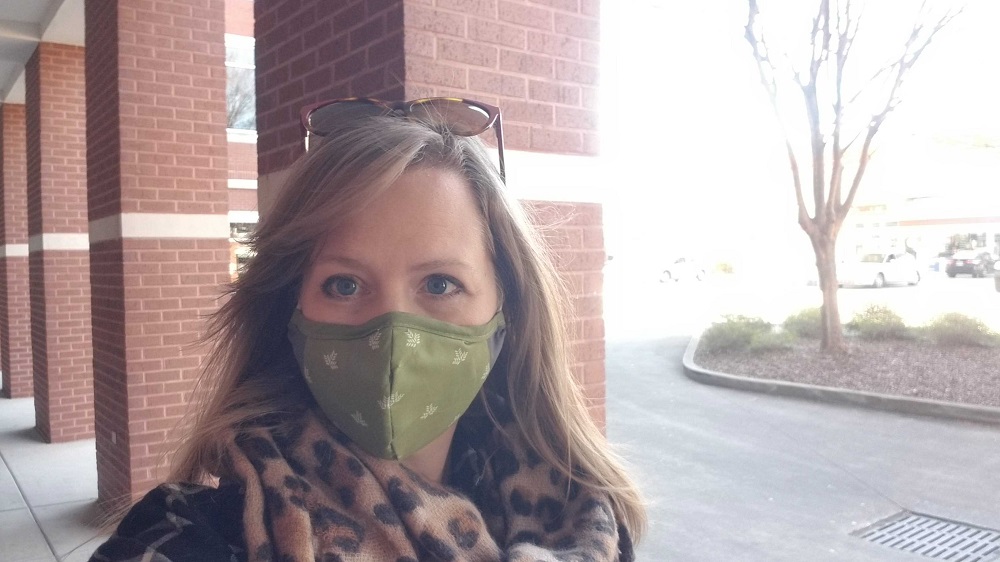 Rachael Sauceman wearing mask