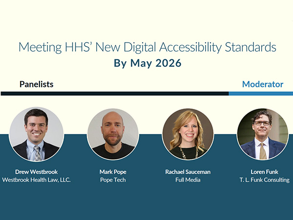 images and information on the accessibility standards webinar panelists and moderator